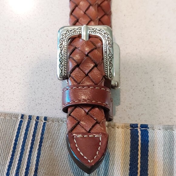 Brighton Vintage Striped Canvas Satchel with Leather Braided Straps - Picture 7 of 15